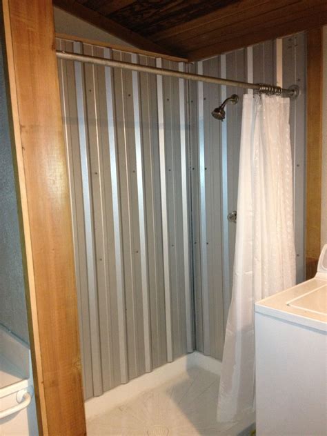 corrugated metal shower enclosure|galvanized shower walls.